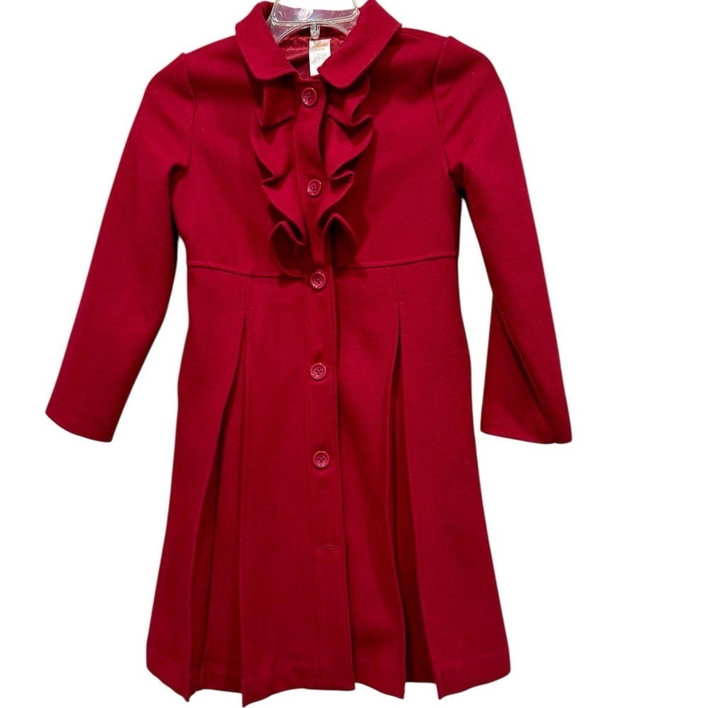 Gymboree girls red Ruffled Button-Up Coat size 7-8